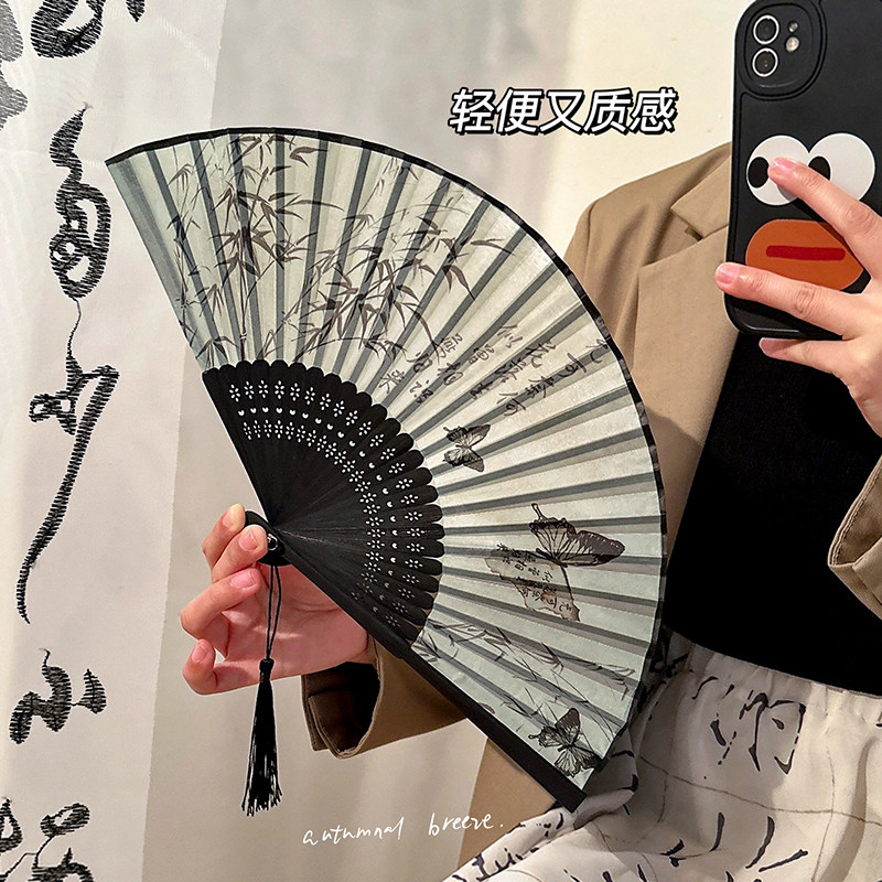 古风竹子折叠扇子新中式舞蹈扇图片