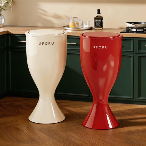 厨房垃圾桶专用家用2026新款高颜值带盖可移动大容量免弯腰高脚