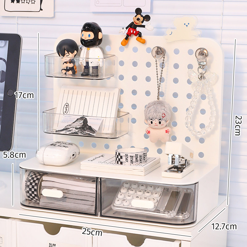 thumbnail for Tabletop, perforated board, storage box, hook, drawer, cosmetic storage shelf, office desk, organizing shelf