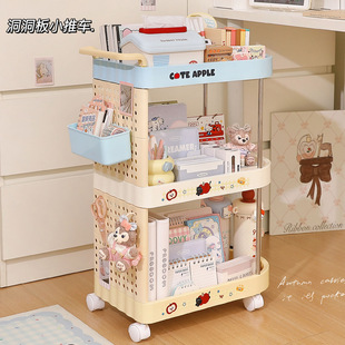 小推车置物架多层文具收纳家用落地客厅零食卧室大容量书包收纳架