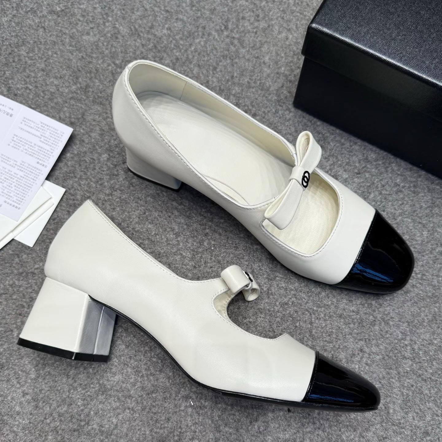 经典拼色玛丽珍鞋女粗跟一字带扣