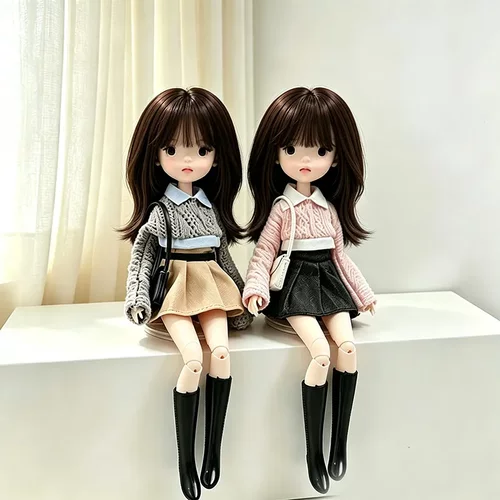 blythe小布azone6分bjd娃衣ob24/22可爱黄蛋糕裙甜美长袖针织套装