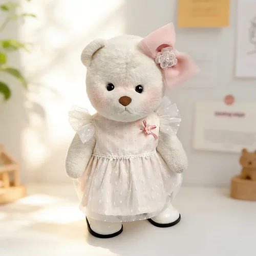 30cm莉娜关节中号熊娃衣桃雾纱花裙着替泰迪熊毛绒玩偶娃衣