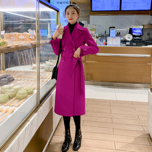 短款羊绒大衣女2023新款冬季高端修身中长款毛呢外套小个子大衣