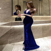 法式 轻熟风名媛夏性感开叉礼服裙气质v领闪闪挂脖露背收腰连衣裙