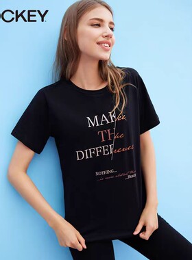 JOCKEY国际品牌夏季新款纯棉潮流短袖女T桖圆领薄款T桖上衣