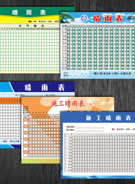 晴雨表 建筑施工工地天气情况下雨晴天记录表公示栏覆膜防水贴纸