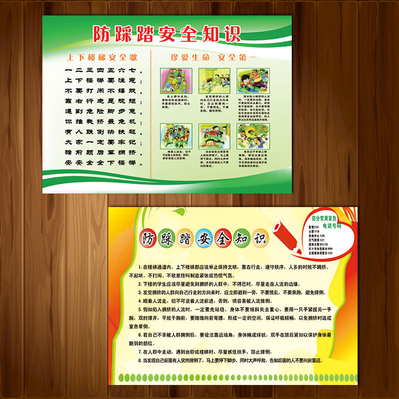 学校校园安全常识公共场所防踩踏安全知识宣传画挂图海报贴画sch