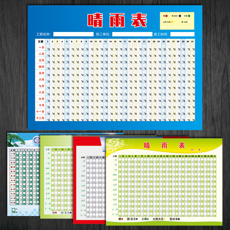 建筑公司施工工地新款晴雨表天气情况覆膜墙贴纸下雨公示栏记录表,个性定制/设计服务/DIY,写真/海报印制,淘宝优惠券,粉丝福利购,淘宝优惠卷