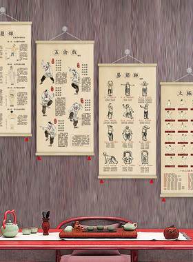 八段锦五禽戏太极拳易筋经养生功法健身新中式挂画墙装饰画GZS27