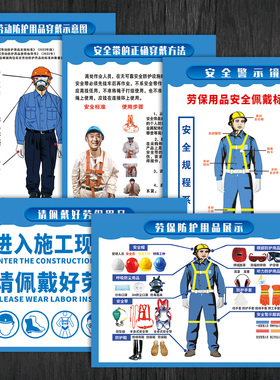 劳动防护用品安全带穿戴劳保标准着装图警示镜宣传画墙贴纸NDH24