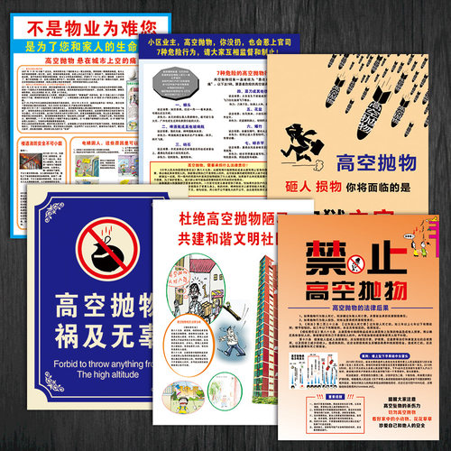 OWY02禁止严禁请勿高空抛物标志坠物文明小区物业管理宣传画标识