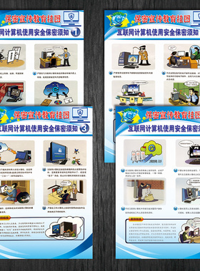互联网计算机使用安全保密须知电脑宣传画教育挂图海报展板NAH69