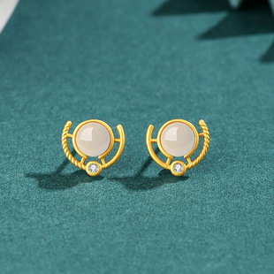 南红玛瑙耳钉女简约925银时尚mini超仙民族风耳饰复古耳环