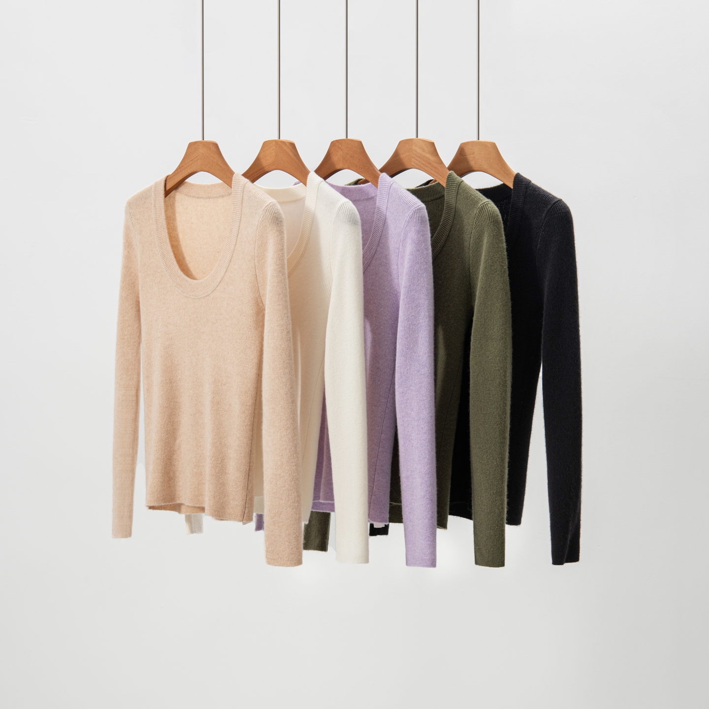 Z.M.R【鹅蛋U领】紧身打底山羊绒衫女针织衫修身显瘦套头毛衣上衣