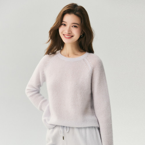 Z.M.R 康宝莱25桑蚕丝75山羊绒圆领针织衫女肌理绒感软糯轻柔毛衣