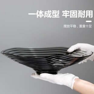 现代简约琉璃果盘家用轻奢茶几客厅盘子网红款玻璃水果盘ktv爆款