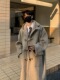 日系牛角扣呢子大衣男女冬季 宽松中长款 连帽外套加棉加厚上衣