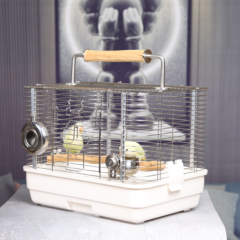 183小宠物外出鸟笼户外放飞使用不锈钢宠物笼中小型鹦鹉外带笼