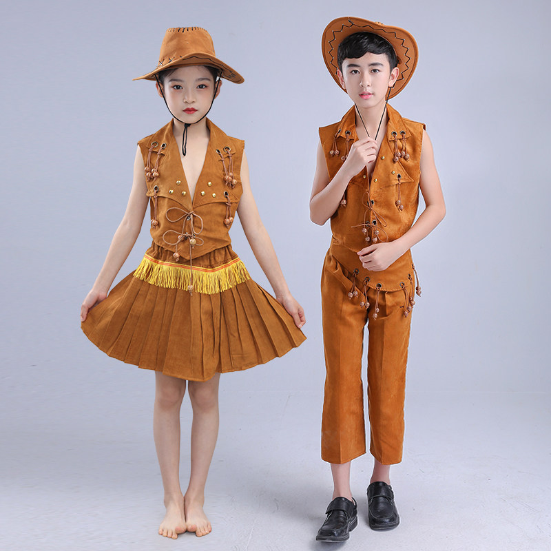 牛仔很忙舞蹈服西部牛仔儿童演出服男女嘻哈爵士舞表演服中生套装