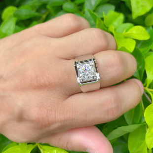 18k白金钻石戒指男款钻石镶嵌活口可调节铂金pt950男戒指送礼物