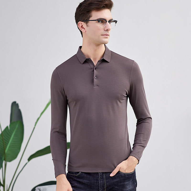 凡迪保罗秋季新品男士商务休闲长袖T恤男桑蚕丝莫代尔翻领打底衫|msdalam kategori Pakaian Lelaki, baju-T - dari Buy2taobao.com untuk memberikan perkhidmatan ejen Taobao profesional membeli