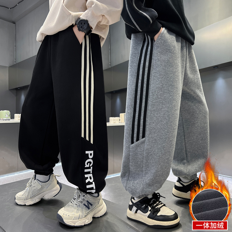 男童加绒裤子秋冬款2025新款