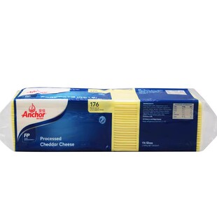 安佳176片芝士片白色再制车打芝士片 车打奶酪片白片2.169KG