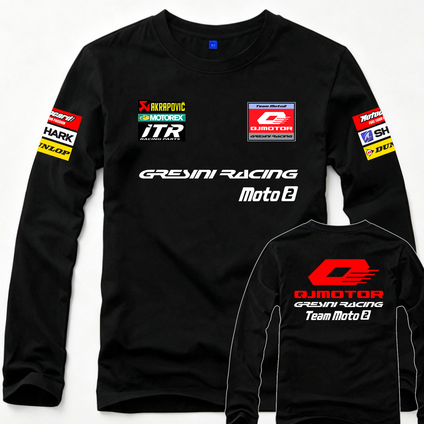 钱江QJMOTOR摩托车比赛车服MOTOGP春秋新款纯棉长袖T桖衫可定制