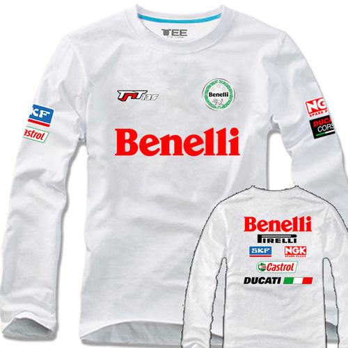 纯棉长袖t恤benelli机车服