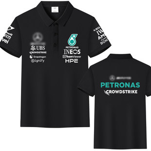 f1赛车安东内利乔治拉塞尔梅奔车队赛车冰丝棉POLO衫短袖t恤定制