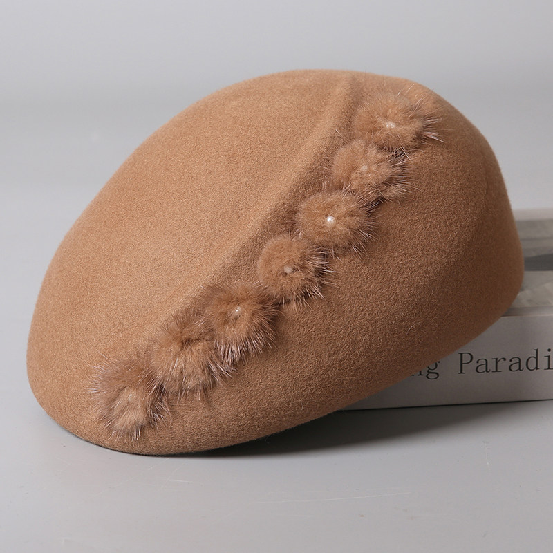 澳洲全羊毛贝雷帽秋冬复古