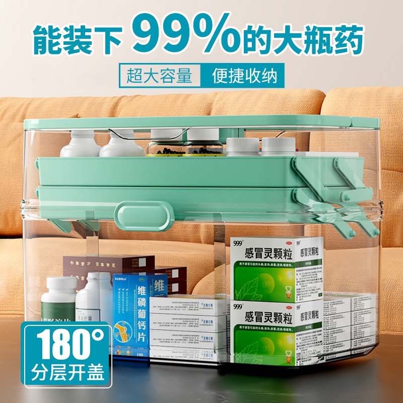 医药箱万能收纳箱美术工具箱家用多功能折叠化妆品整理杂物收纳盒