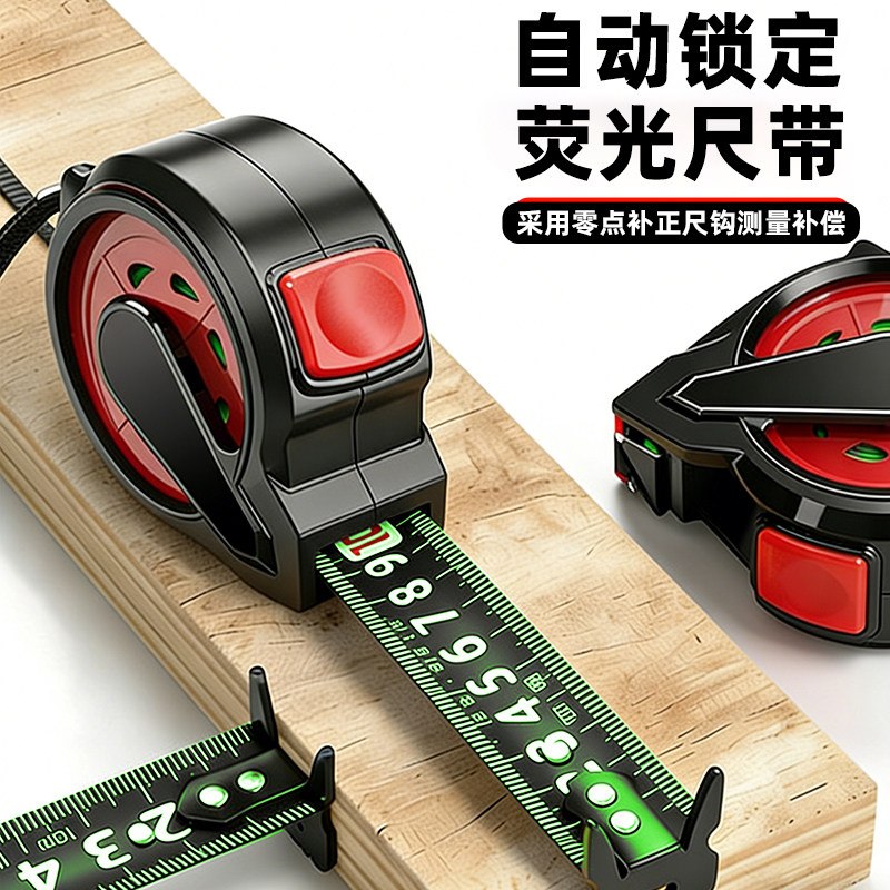 卷尺5米加厚加硬荧光尺带钢尺测量拉尺新款圈尺10米自动锁定尺子