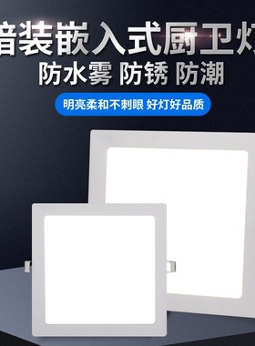 厨房灯老式带卡扣17嵌入式20x20卫生间浴室厕所吸顶灯30x30厨卫灯