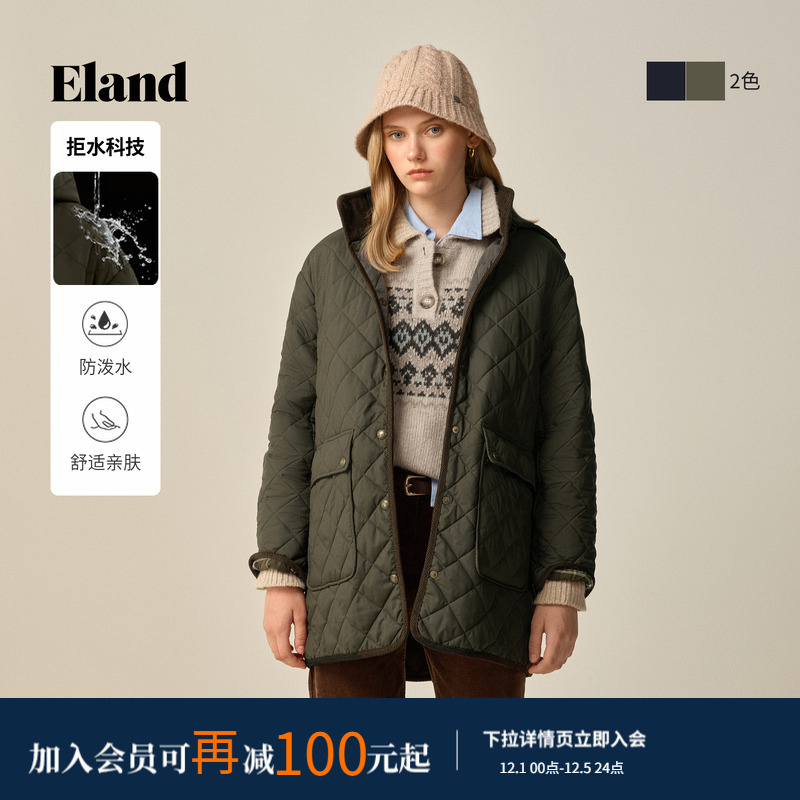 ELAND棉服微宽松连帽外套
