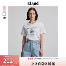 Eland衣恋短袖T恤女休闲学院风印花基础款内搭上衣夏装