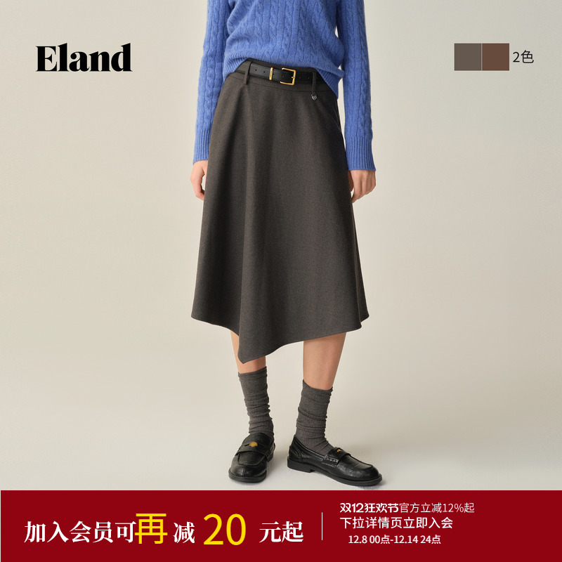 ELAND半身裙不规则下摆伞裙