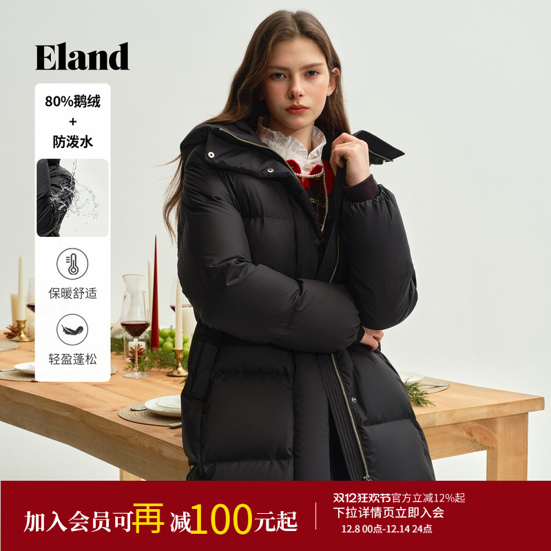 ELAND直筒连帽长款外套