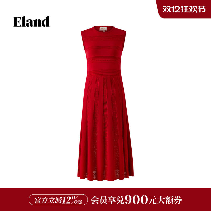 ELAND无袖圆领针织连衣裙