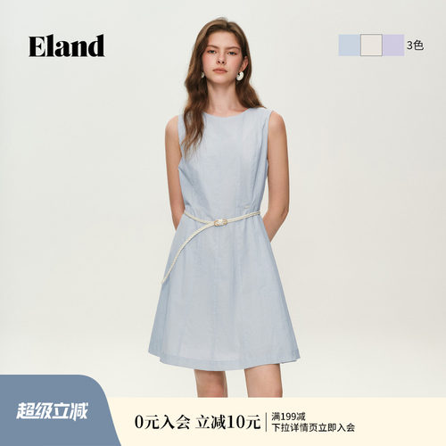 ELAND通勤收腰无袖连衣裙