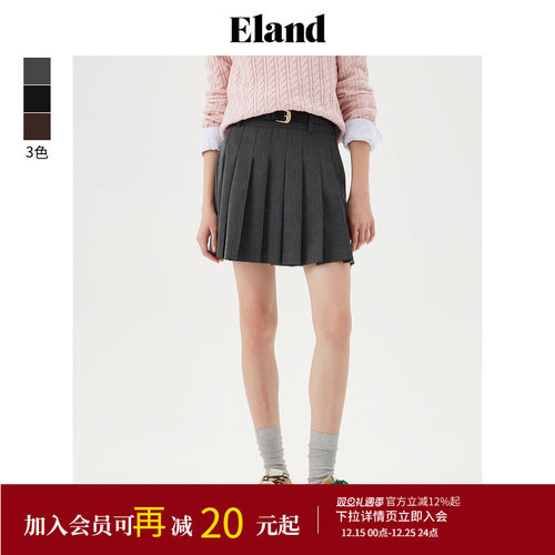 ELAND短款百褶裙半身裙