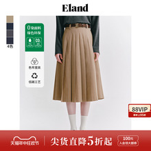 【零染色纺】Eland衣恋半身裙女美拉德中长百褶A字裙2024春季新款