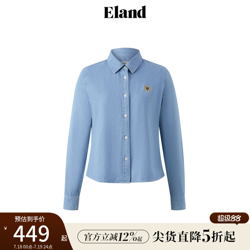 【意大利牛仔】Eland牛仔衬衫女复古纯棉休闲长袖2025夏季新款