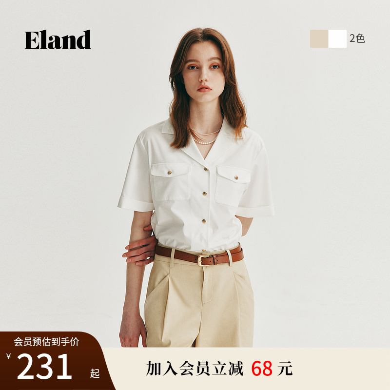 ELAND宽松翻领短袖衬衫