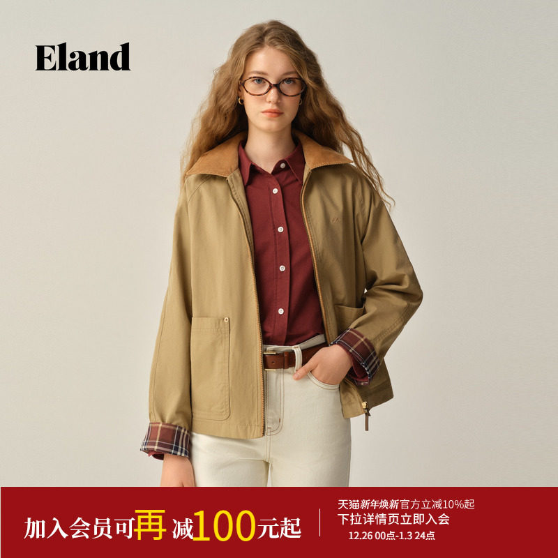 【莱赛尔】Eland衣恋短外套女复古宽松大方口袋夹克2025冬季新款