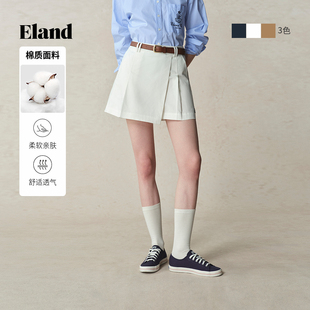 女百搭風雙腰袢通勤褲 長絨棉 Eland衣戀短褲 新款 子2025夏季