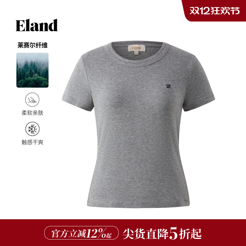 ELANDT恤圆领含莱赛尔短袖