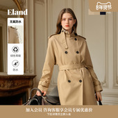 风衣女双排扣宽松外套2025冬新款 时尚 无氟防水 Eland衣恋经典