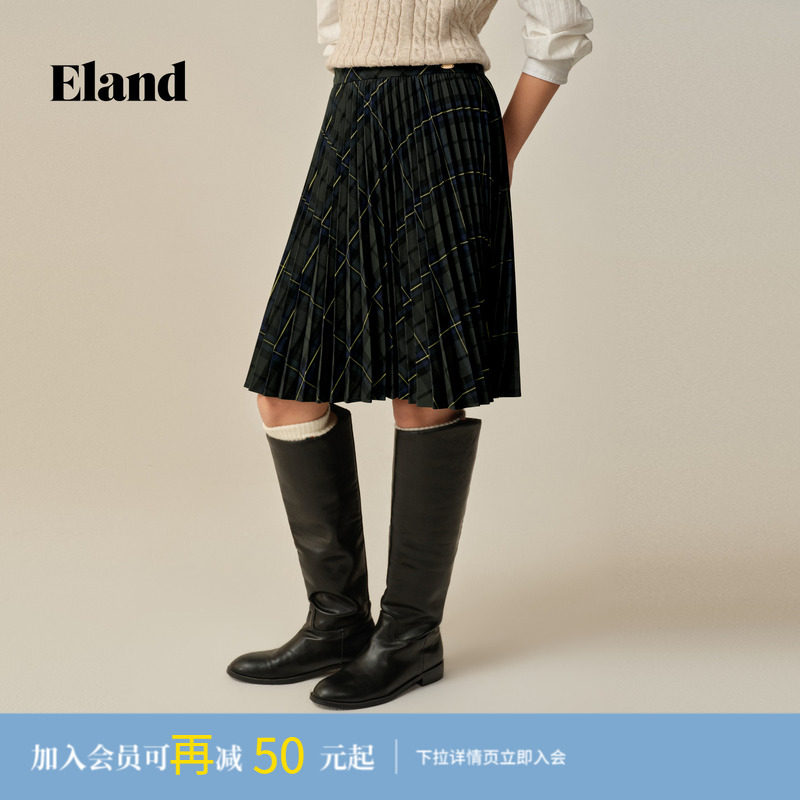【风琴裙】Eland衣恋半身裙气质收腰百褶裙通勤裙子2025
